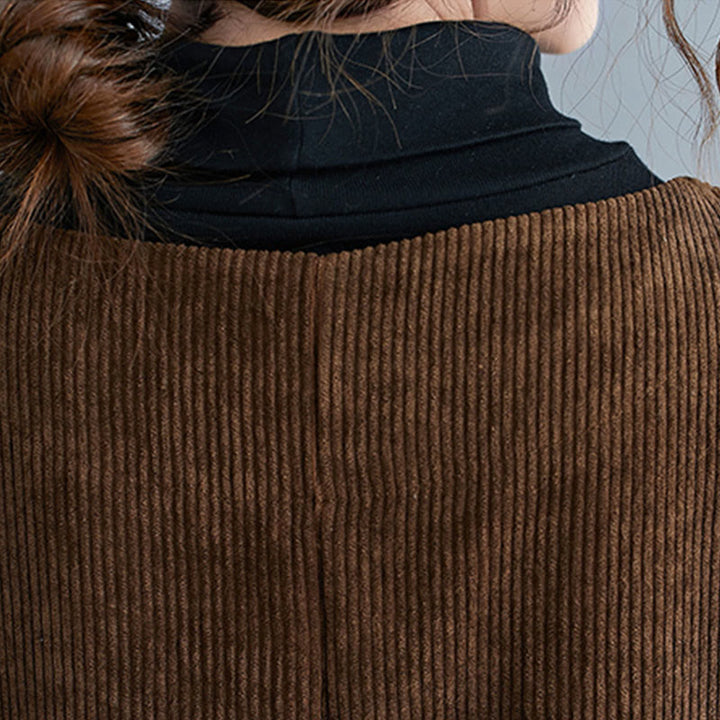 Buddha Stones Commute Damen-Midikleid mit Rundhalsausschnitt, ärmellos, aus Baumwollcord mit Taschen - image 11