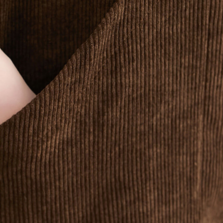 Buddha Stones Commute Damen-Midikleid mit Rundhalsausschnitt, ärmellos, aus Baumwollcord mit Taschen - image 12