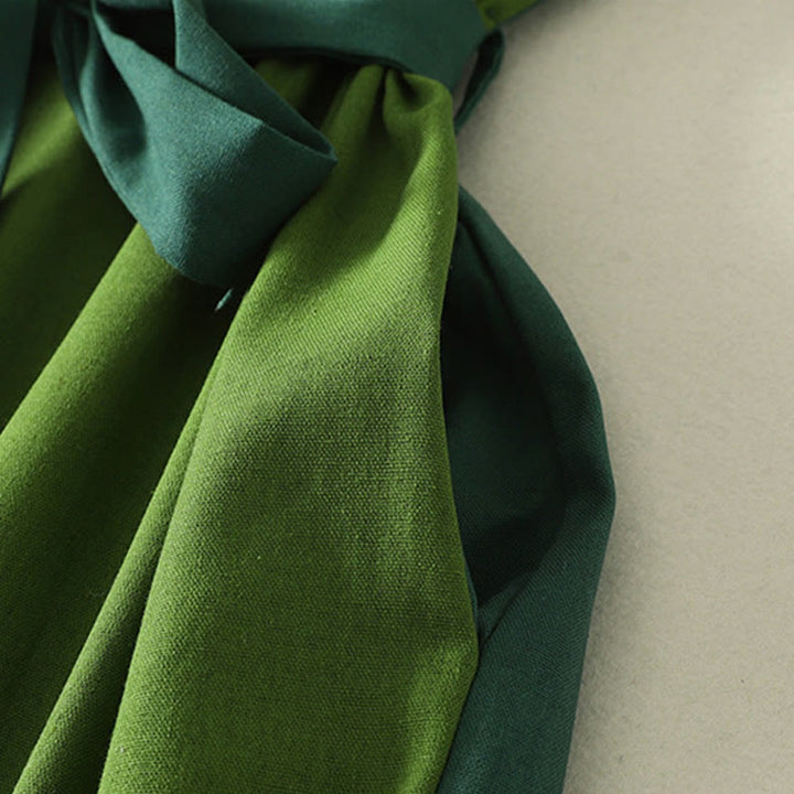 Damen-Midikleid mit langen Ärmeln und Taschen, verziert mit Buddha Stones -Patches im Color-Block-Design - image 8