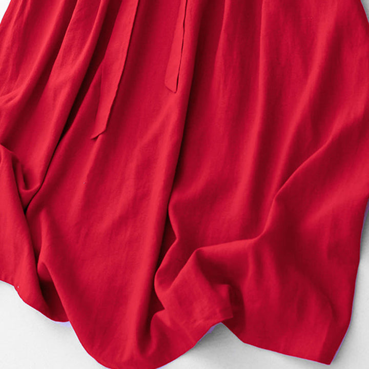 Buddha Stones – Schlichtes, langärmliges Midikleid aus Baumwolle mit Schnürung und Taschen für Damen - image 19