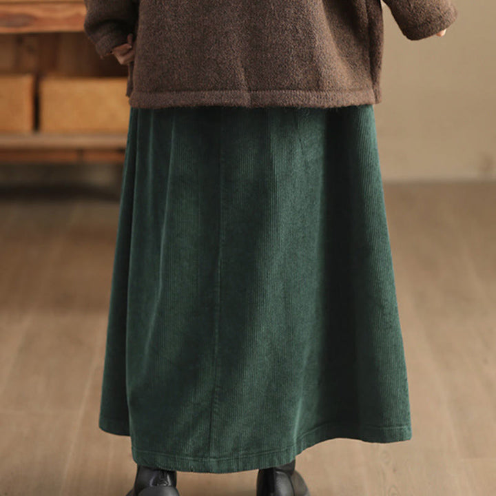 Buddha Stones Damen-Cordrock, schlicht, 7-8 Zoll lang, mit Taschen - image 2