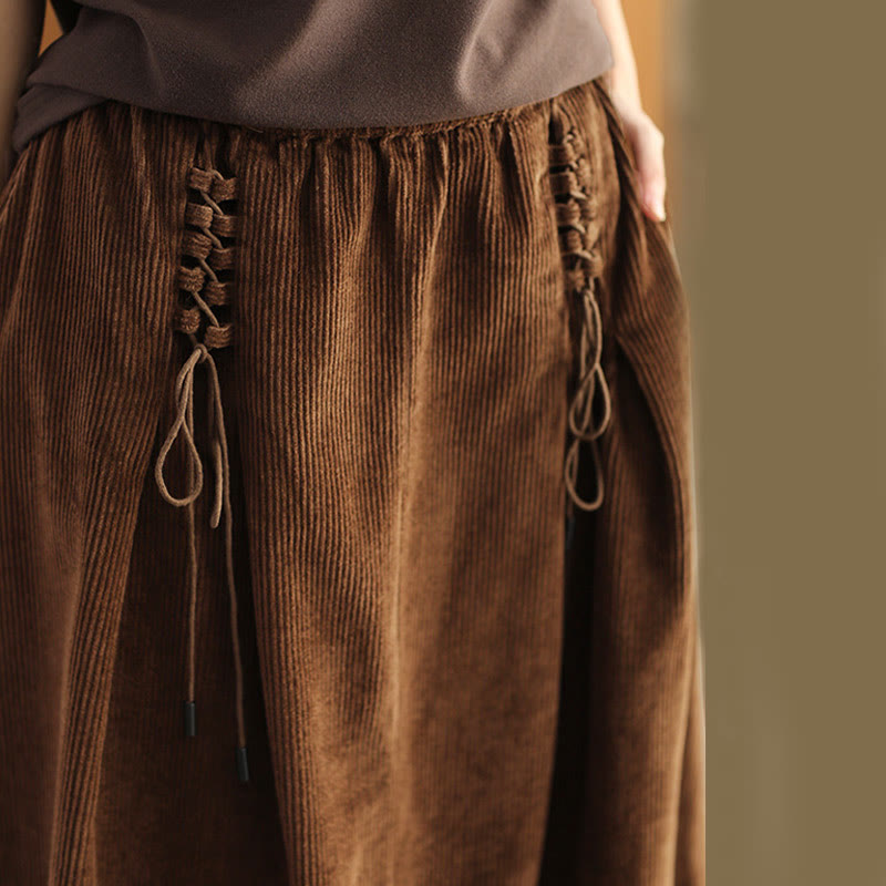 Buddha Stones Damen-Cordrock, schlicht, 7-8 Zoll lang, mit Taschen - image 12