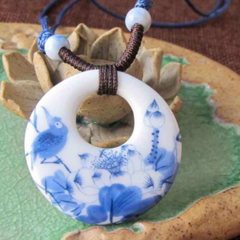 Buddha Stones ​​Ethnische Pfingstrose Pfirsich Blüten Lotus Symbol Keramik Halskette Erleuchtung Anhänger - image 6