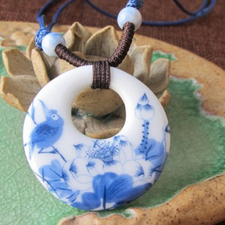 Buddha Stones ​​Ethnische Pfingstrose Pfirsich Blüten Lotus Symbol Keramik Halskette Erleuchtung Anhänger - image 6