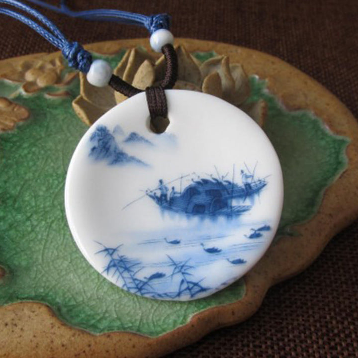 Buddha Stones ​​Ethnische Pfingstrose Pfirsich Blüten Lotus Symbol Keramik Halskette Erleuchtung Anhänger - image 12