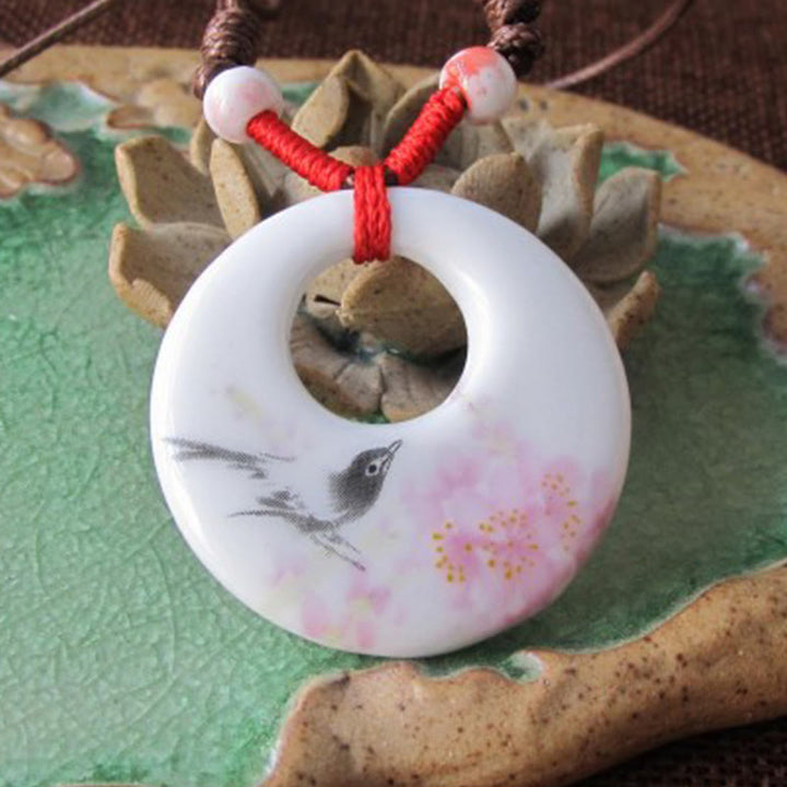Buddha Stones ​​Ethnische Pfingstrose Pfirsich Blüten Lotus Symbol Keramik Halskette Erleuchtung Anhänger - image 14