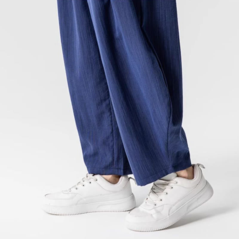 Buddha Stones Sommer-Knöchellange Herrenhose aus Baumwolle mit Kordelzug und Taschen - image 10