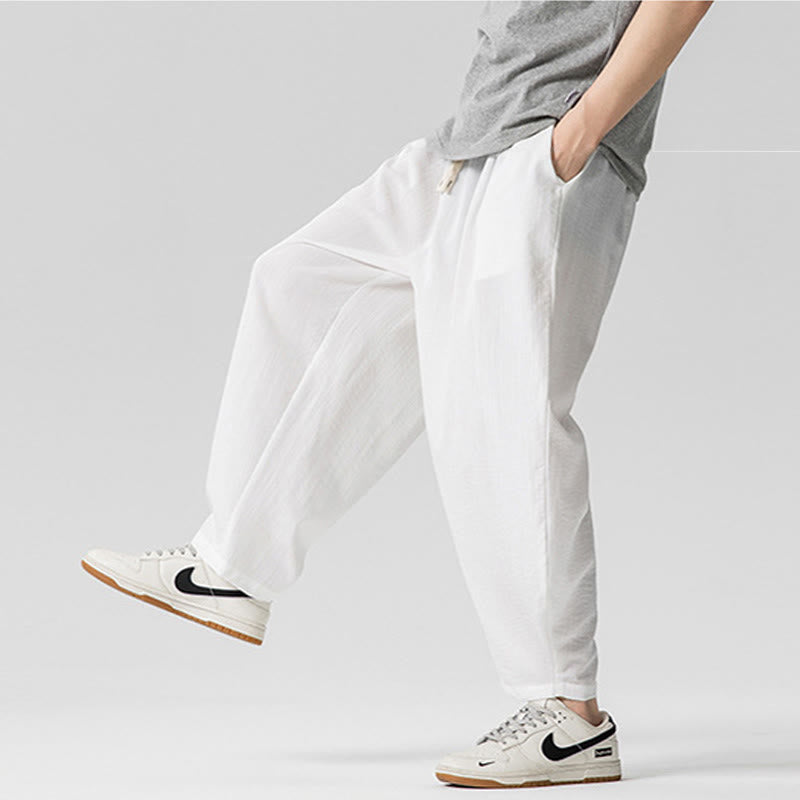 Buddha Stones Sommer-Knöchellange Herrenhose aus Baumwolle mit Kordelzug und Taschen - image 19