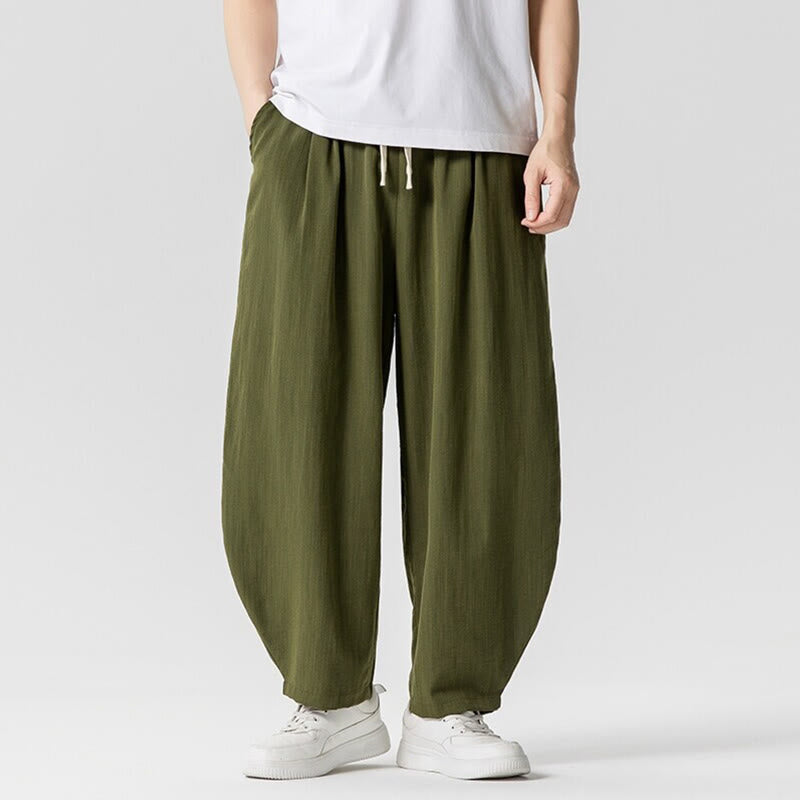 Buddha Stones Sommer-Knöchellange Herrenhose aus Baumwolle mit Kordelzug und Taschen - Olivgrün - US/ UK/AU46，EU56 (5XL) - image 20