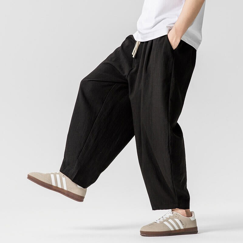 Buddha Stones Sommer-Knöchellange Herrenhose aus Baumwolle mit Kordelzug und Taschen - image 40