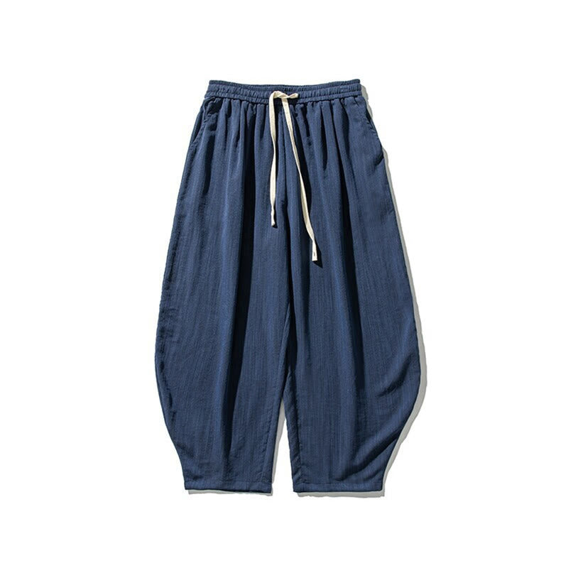 Buddha Stones Sommer-Knöchellange Herrenhose aus Baumwolle mit Kordelzug und Taschen - image 11
