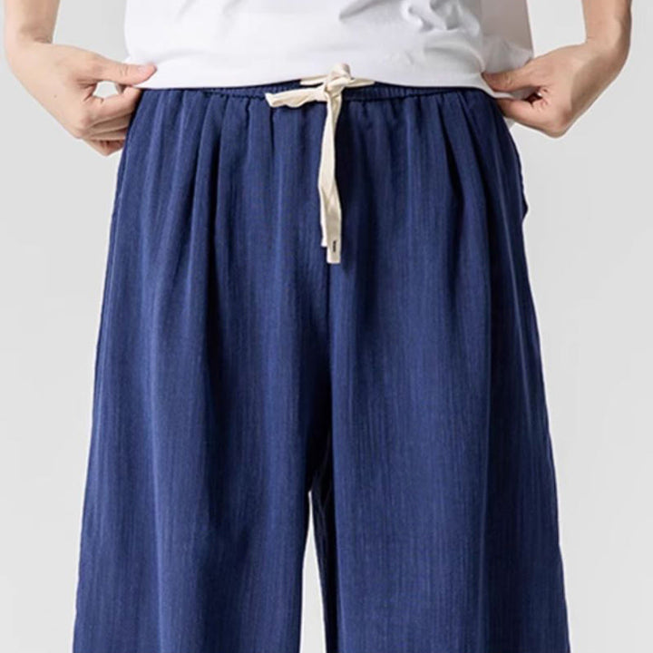 Buddha Stones Sommer-Knöchellange Herrenhose aus Baumwolle mit Kordelzug und Taschen - image 7