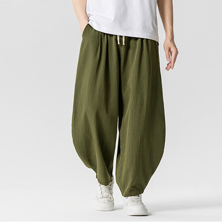 Buddha Stones Sommer-Knöchellange Herrenhose aus Baumwolle mit Kordelzug und Taschen - image 23