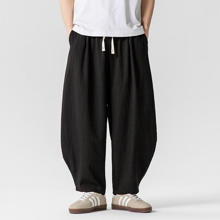 Buddha Stones Sommer-Knöchellange Herrenhose aus Baumwolle mit Kordelzug und Taschen - Schwarz - US/ UK/AU46，EU56 (5XL) - image 34