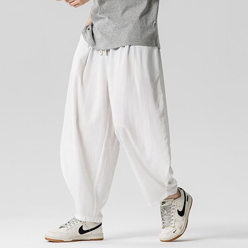 Buddha Stones Sommer-Knöchellange Herrenhose aus Baumwolle mit Kordelzug und Taschen - image 17