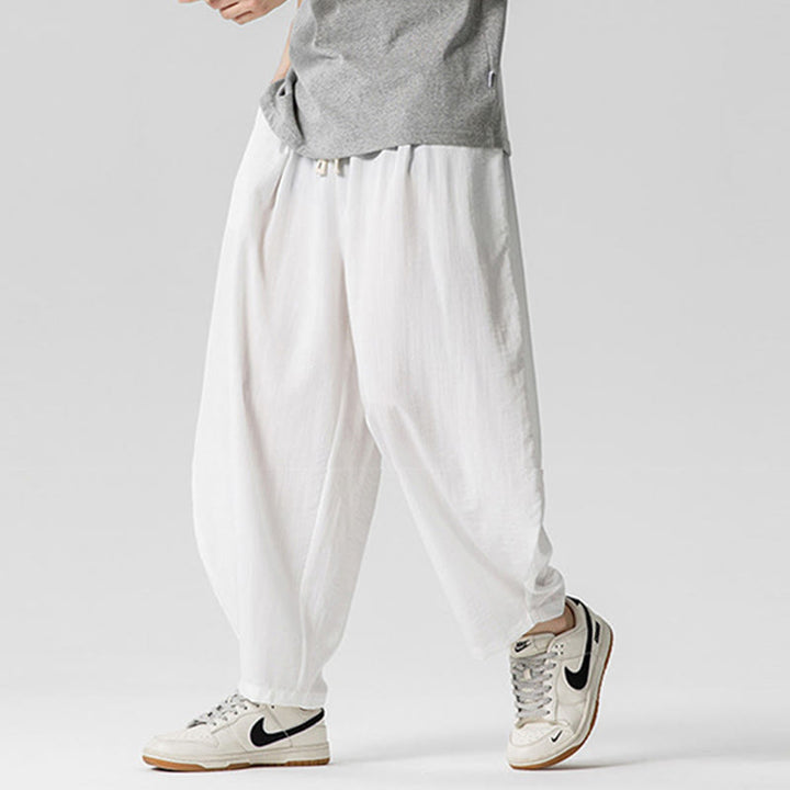 Buddha Stones Sommer-Knöchellange Herrenhose aus Baumwolle mit Kordelzug und Taschen - image 17