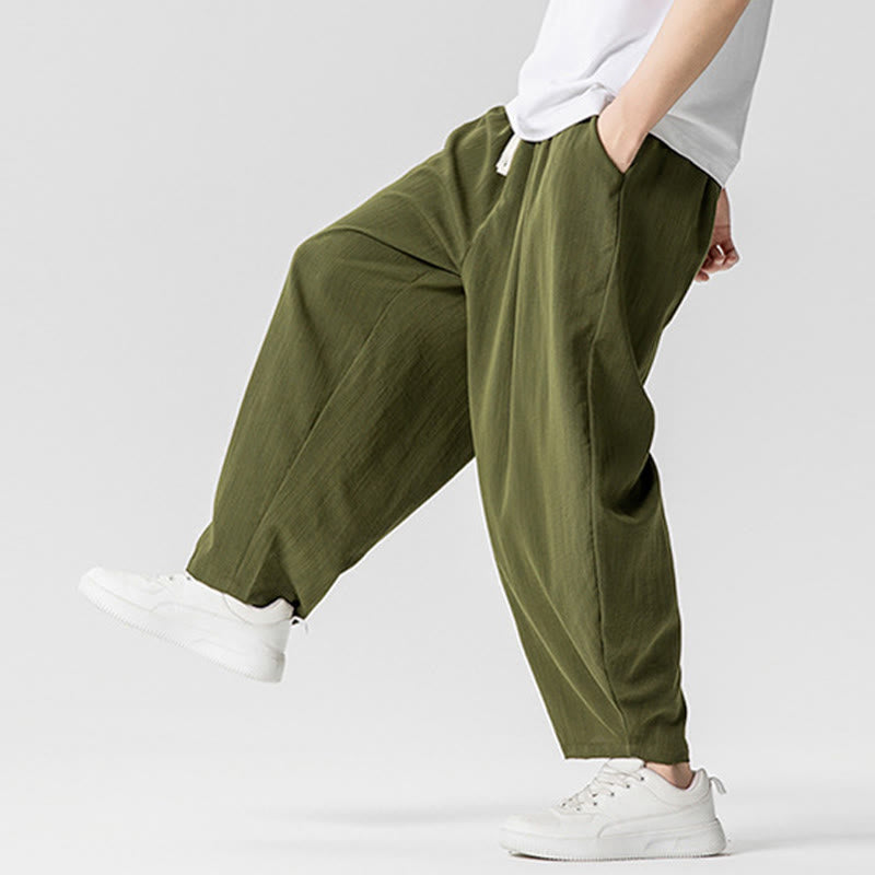 Buddha Stones Sommer-Knöchellange Herrenhose aus Baumwolle mit Kordelzug und Taschen - image 26