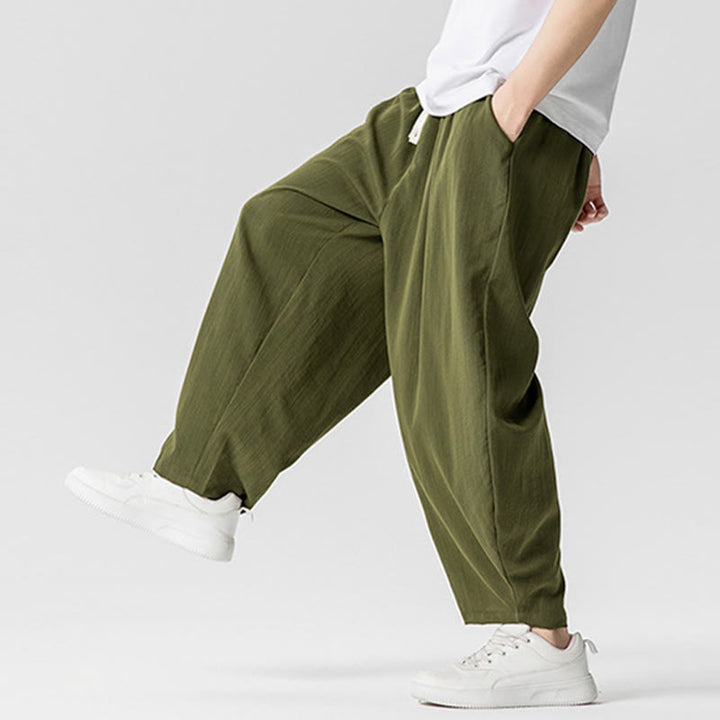 Buddha Stones Sommer-Knöchellange Herrenhose aus Baumwolle mit Kordelzug und Taschen - image 26