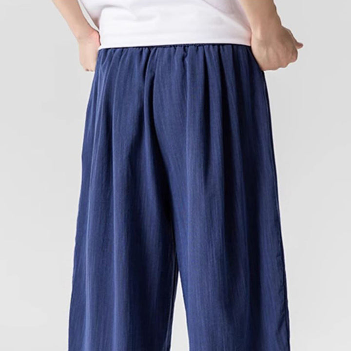 Buddha Stones Sommer-Knöchellange Herrenhose aus Baumwolle mit Kordelzug und Taschen - image 8