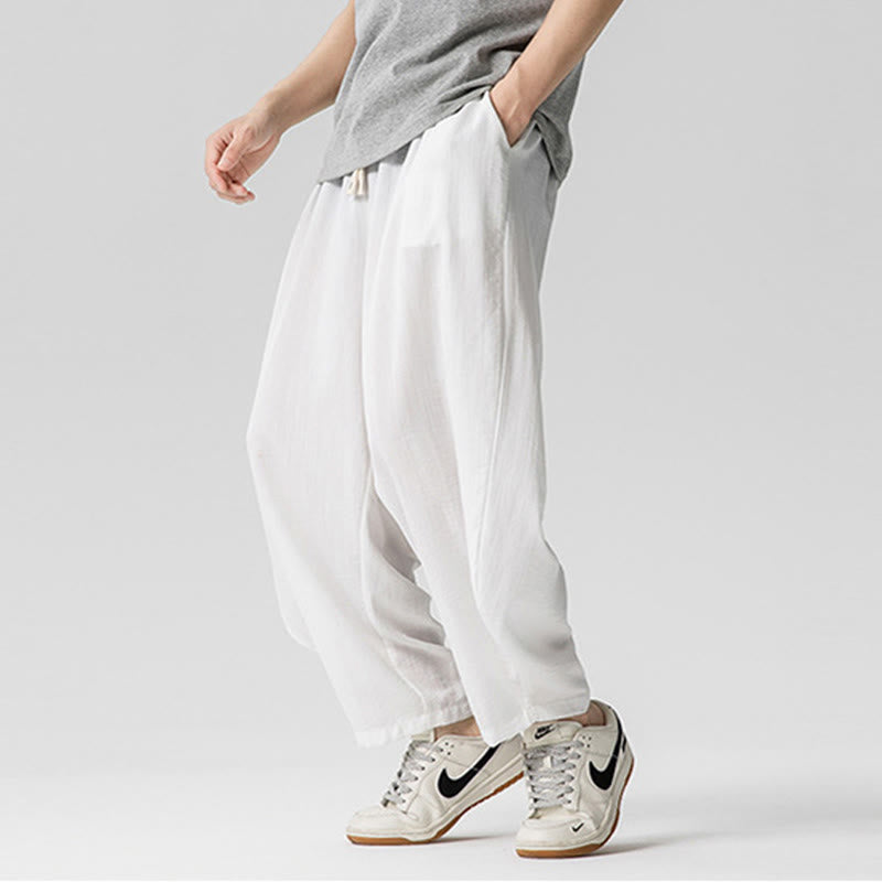Buddha Stones Sommer-Knöchellange Herrenhose aus Baumwolle mit Kordelzug und Taschen - image 18