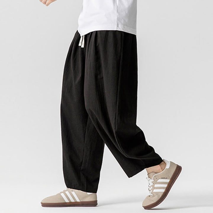 Buddha Stones Sommer-Knöchellange Herrenhose aus Baumwolle mit Kordelzug und Taschen - image 36