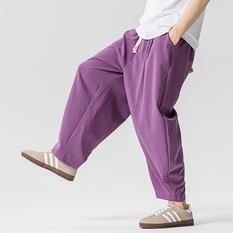 Buddha Stones Sommer-Knöchellange Herrenhose aus Baumwolle mit Kordelzug und Taschen - image 33