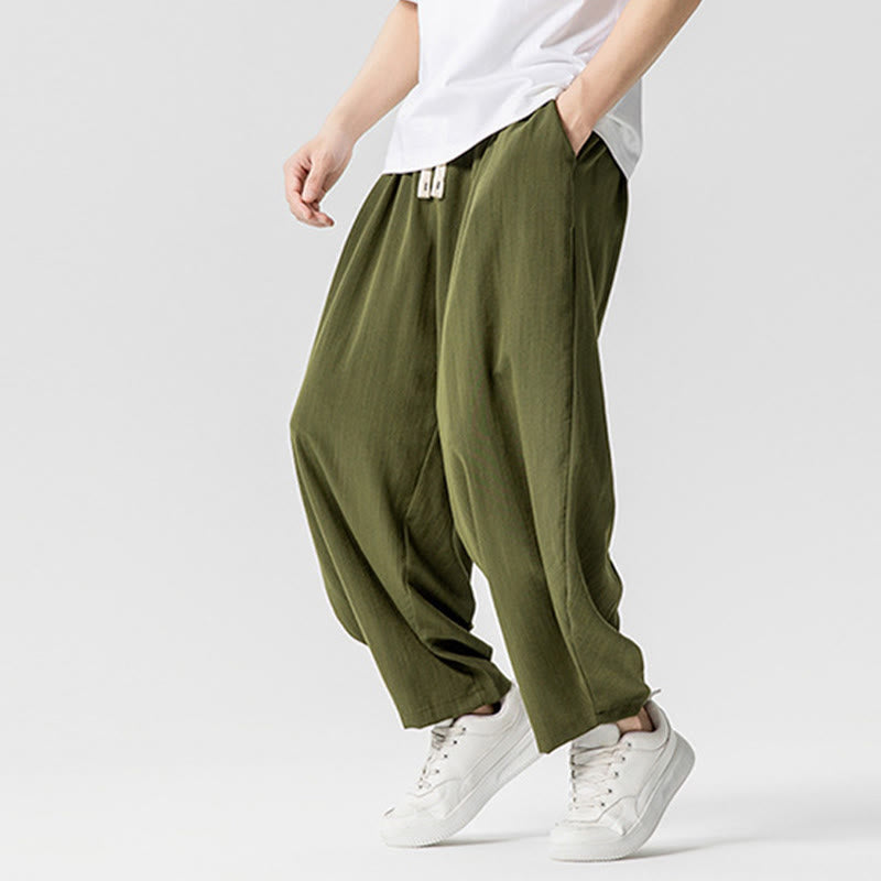 Buddha Stones Sommer-Knöchellange Herrenhose aus Baumwolle mit Kordelzug und Taschen - image 25