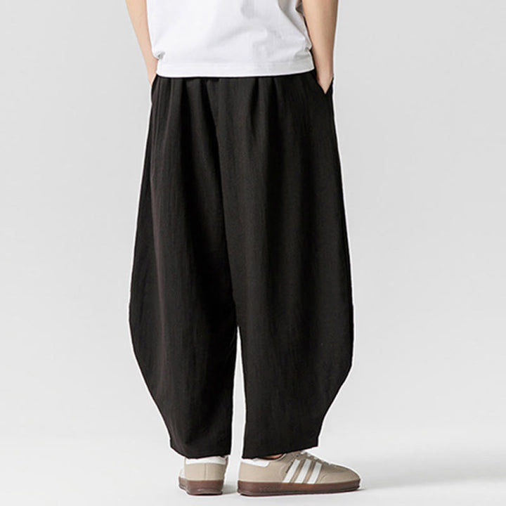 Buddha Stones Sommer-Knöchellange Herrenhose aus Baumwolle mit Kordelzug und Taschen - image 37