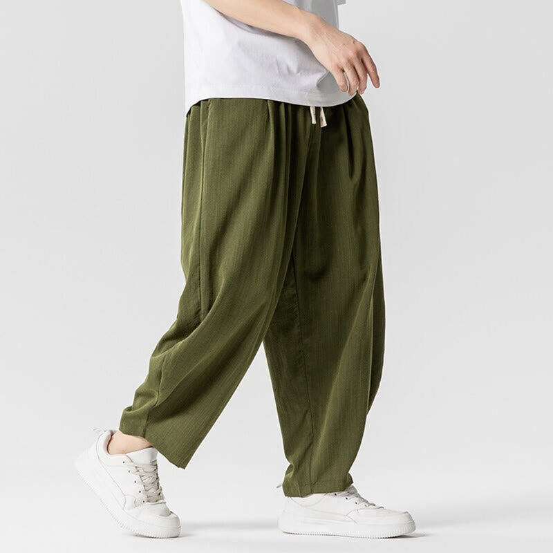Buddha Stones Sommer-Knöchellange Herrenhose aus Baumwolle mit Kordelzug und Taschen - image 24