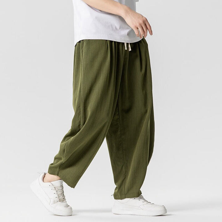 Buddha Stones Sommer-Knöchellange Herrenhose aus Baumwolle mit Kordelzug und Taschen - image 24