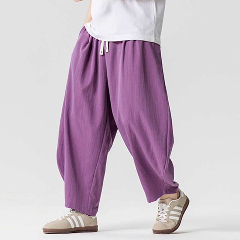 Buddha Stones Sommer-Knöchellange Herrenhose aus Baumwolle mit Kordelzug und Taschen - image 30