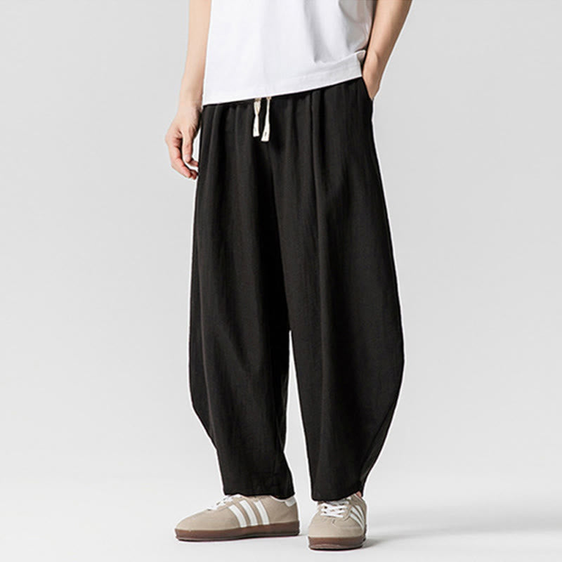 Buddha Stones Sommer-Knöchellange Herrenhose aus Baumwolle mit Kordelzug und Taschen - image 38