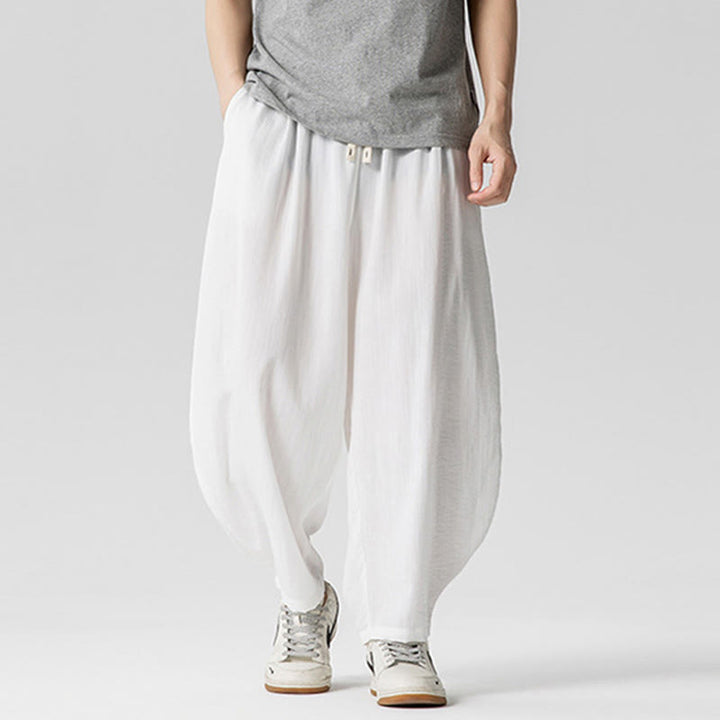 Buddha Stones Sommer-Knöchellange Herrenhose aus Baumwolle mit Kordelzug und Taschen - image 14