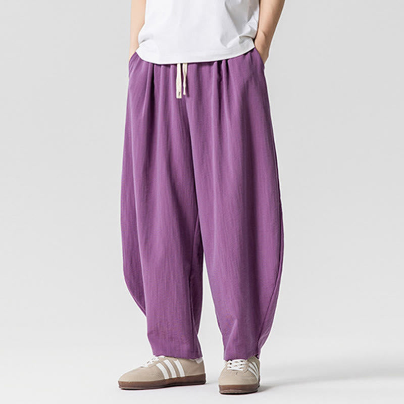 Buddha Stones Sommer-Knöchellange Herrenhose aus Baumwolle mit Kordelzug und Taschen - image 28