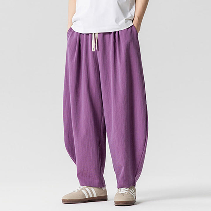 Buddha Stones Sommer-Knöchellange Herrenhose aus Baumwolle mit Kordelzug und Taschen - image 28