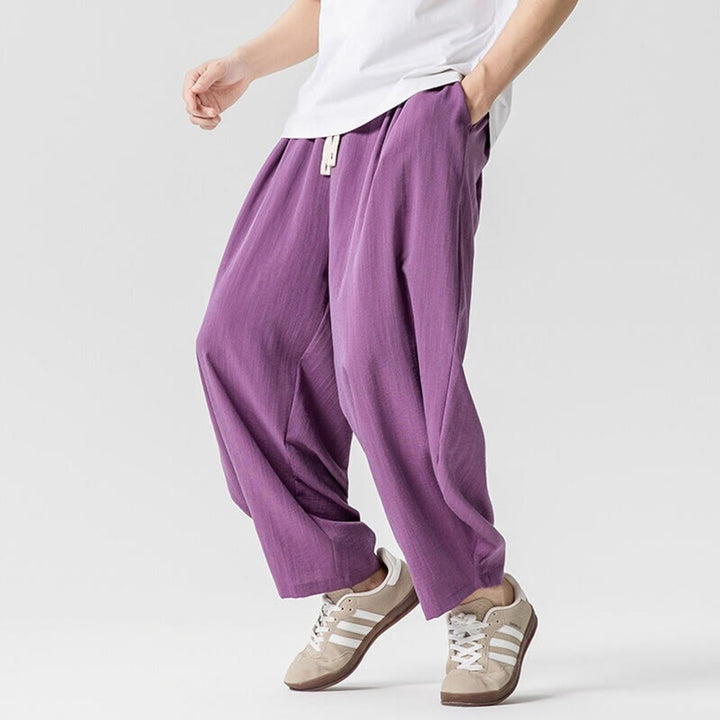 Buddha Stones Sommer-Knöchellange Herrenhose aus Baumwolle mit Kordelzug und Taschen - image 32