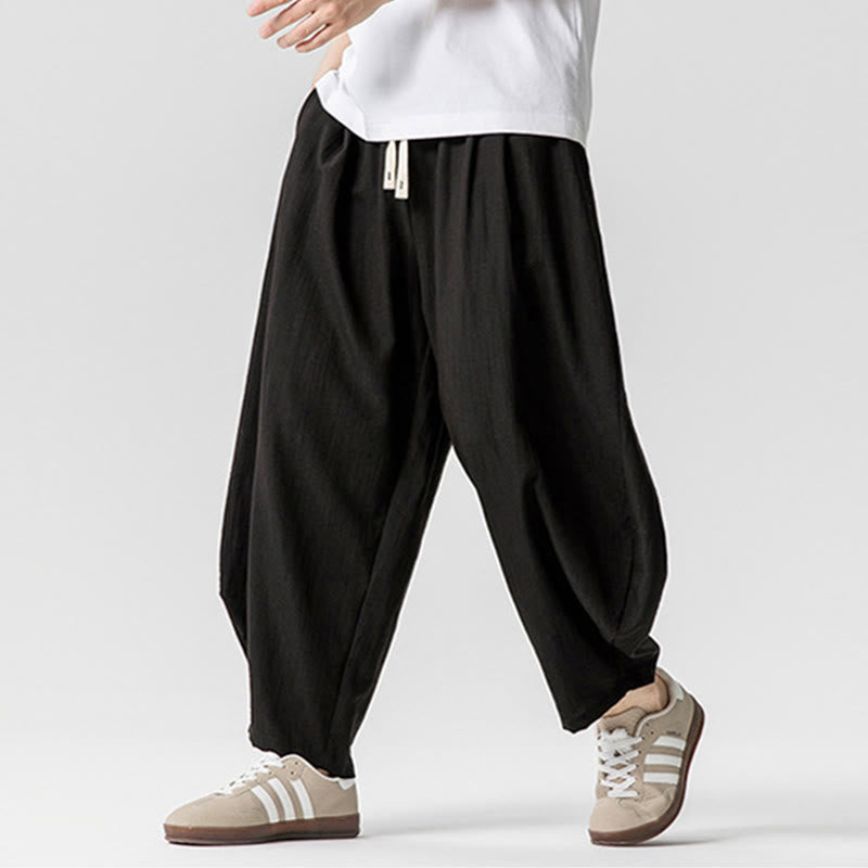 Buddha Stones Sommer-Knöchellange Herrenhose aus Baumwolle mit Kordelzug und Taschen - image 35