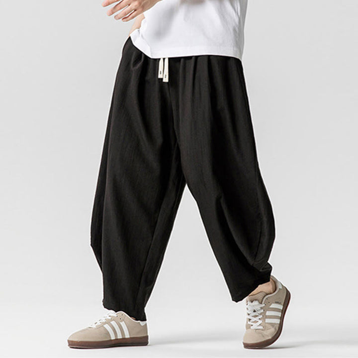 Buddha Stones Sommer-Knöchellange Herrenhose aus Baumwolle mit Kordelzug und Taschen - image 35