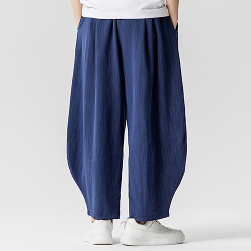 Buddha Stones Sommer-Knöchellange Herrenhose aus Baumwolle mit Kordelzug und Taschen - image 2