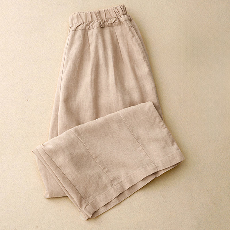 Buddha Stones Damenhose mit weitem Bein und Taschen, einfarbig, Baumwolle - image 14