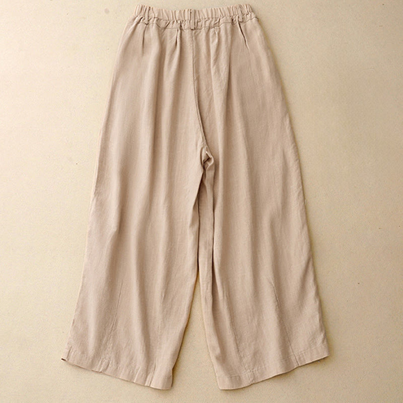 Buddha Stones Damenhose mit weitem Bein und Taschen, einfarbig, Baumwolle - image 12