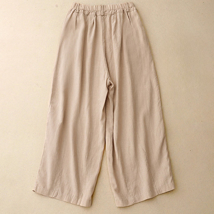 Buddha Stones Damenhose mit weitem Bein und Taschen, einfarbig, Baumwolle - image 12