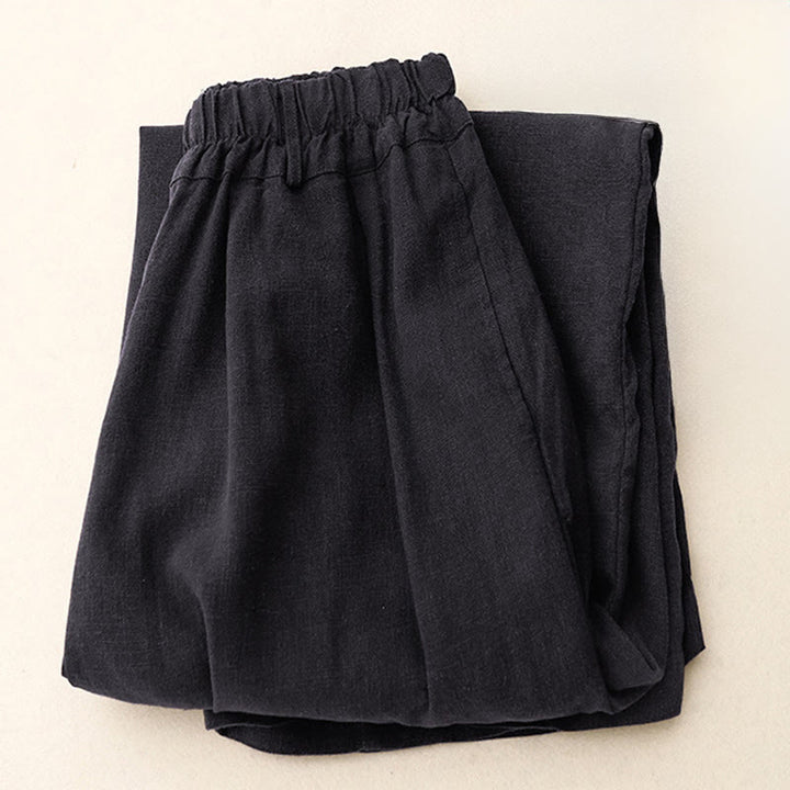 Buddha Stones Damenhose mit weitem Bein und Taschen, einfarbig, Baumwolle - image 26