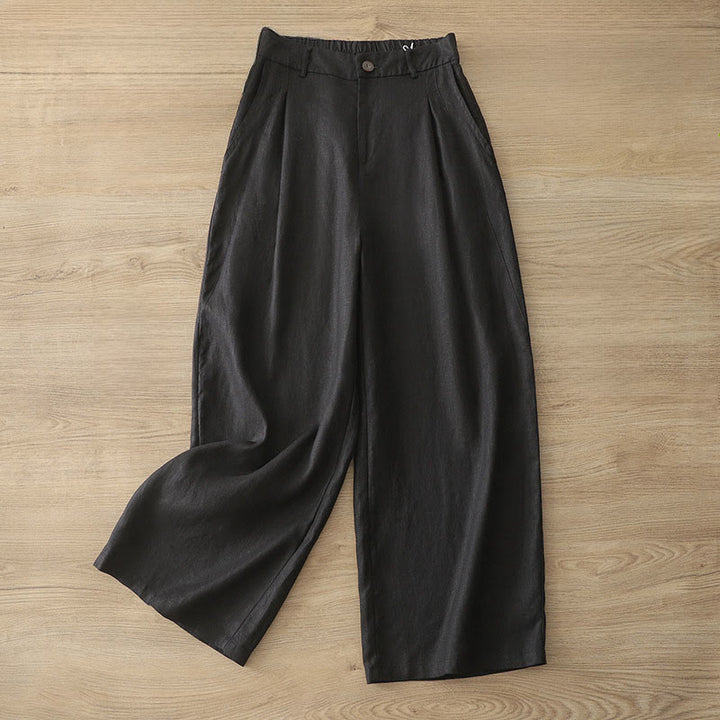 Buddha Stones Damenhose aus einfarbiger Baumwolle mit weitem Bein und Knöpfen und Taschen - Schwarz - US8-10， UK/AU12-14，EU40-42 (2XL) - image 16