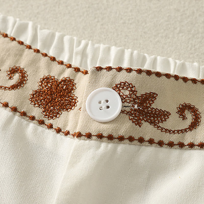 Buddha Stones Stickmuster Polyester Damenhose mit weitem Bein und Taschen - image 4