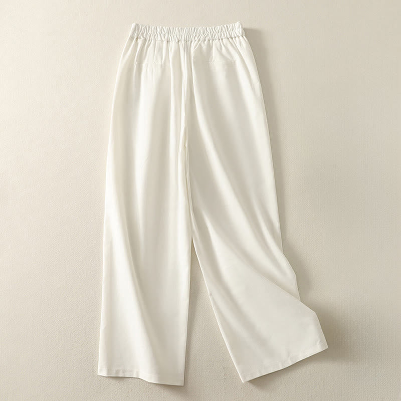 Buddha Stones Stickmuster Polyester Damenhose mit weitem Bein und Taschen - image 2