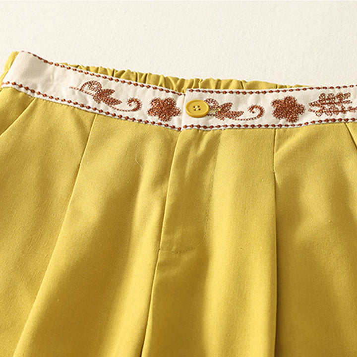 Buddha Stones Stickmuster Polyester Damenhose mit weitem Bein und Taschen - image 11