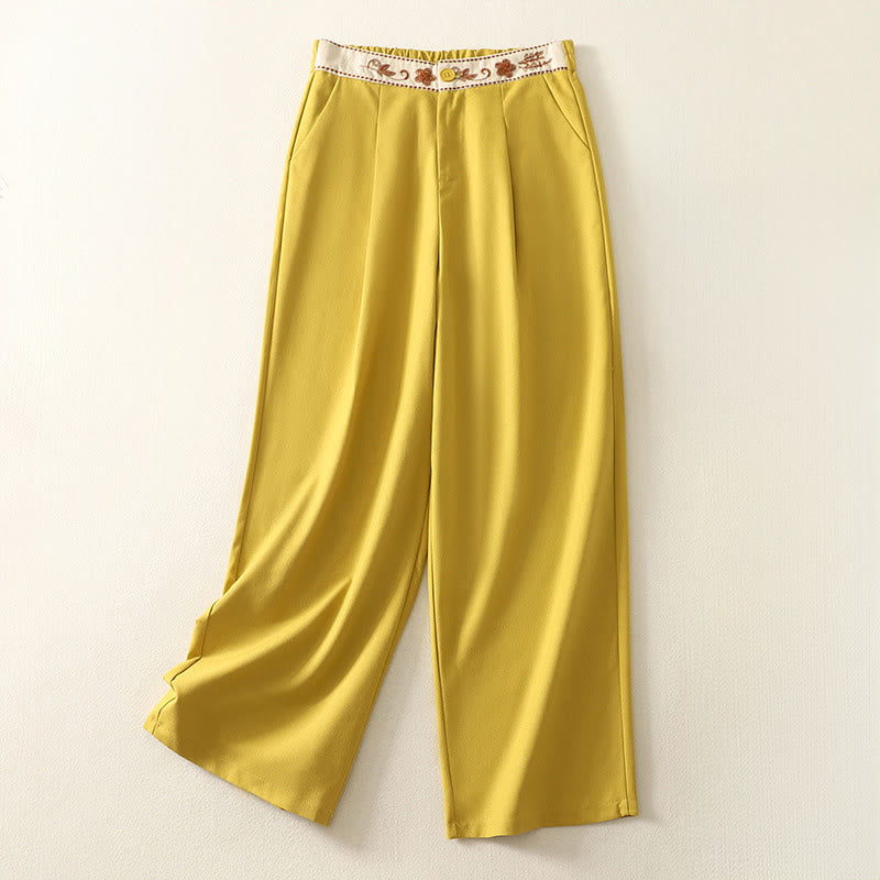 Buddha Stones Stickmuster Polyester Damenhose mit weitem Bein und Taschen - Gold - US12， UK/AU16，EU44 (2XL) - image 10