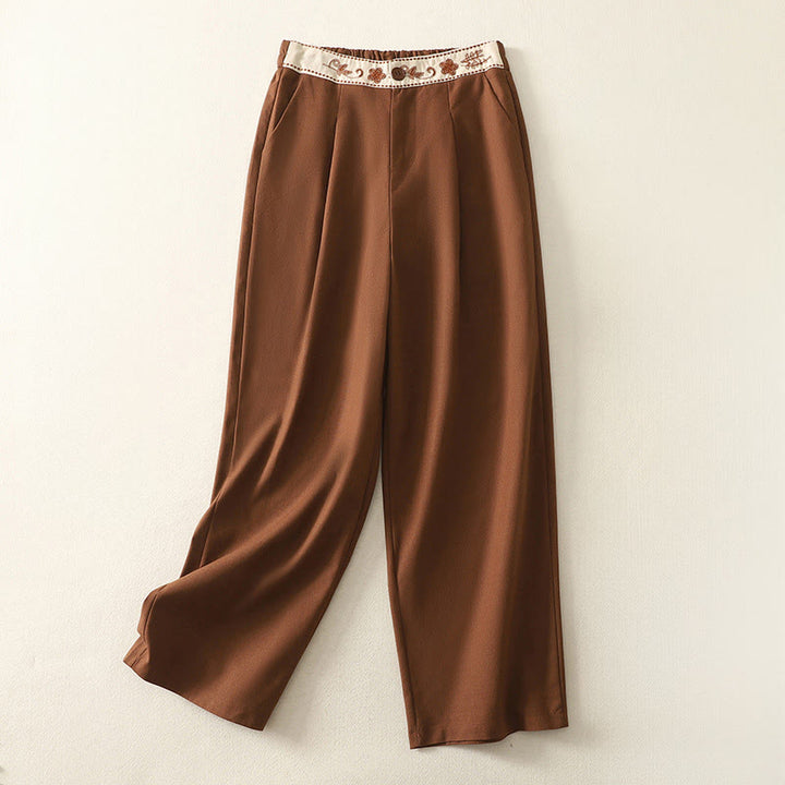 Buddha Stones Stickmuster Polyester Damenhose mit weitem Bein und Taschen - Sienna - US12， UK/AU16，EU44 (2XL) - image 20