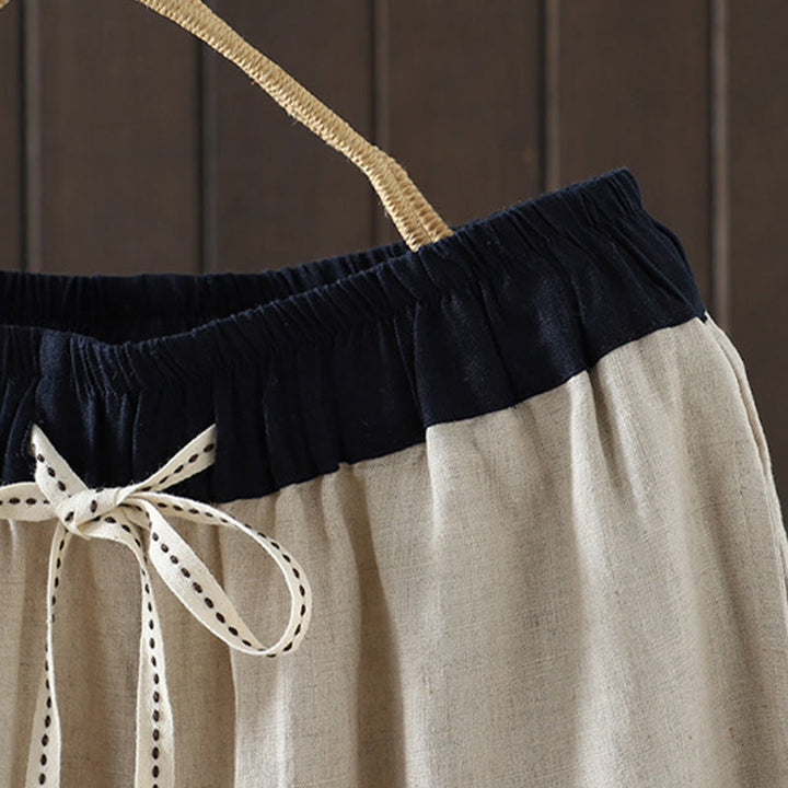 Buddha Stones Lässige Damenhose aus Baumwolle mit geradem Bein und Taschen - image 3